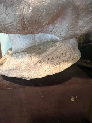 Hand Sculpted Plaster Bust of a Young Girl, Signed