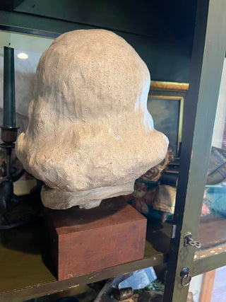 Hand Sculpted Plaster Bust of a Young Girl, Signed