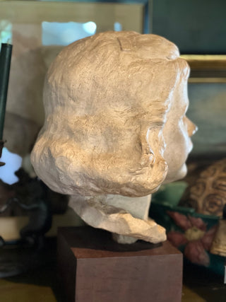 Hand Sculpted Plaster Bust of a Young Girl, Signed