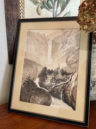 Original, Framed Watercolor of Waterfall by Francis Coates Jones