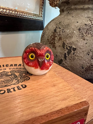 Carved Alabaster Owl Paperweight Made in Italy - Medium