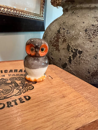 Carved Alabaster Owl Paperweight Made in Italy - Small