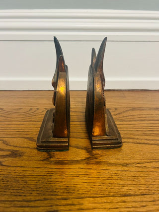 Art Deco Bookends Flying Crane 6 3/4" X 4 5/8" X 2 1/8"  (set of 2)