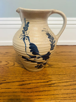 Vintage Haeger Stoneware Pitcher Hand Painted 10.5" X 8.5"