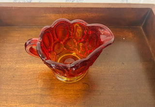 Vintage L.E. Smith Amberina Red Moon and Stars Glass Creamer 4.5 X 3