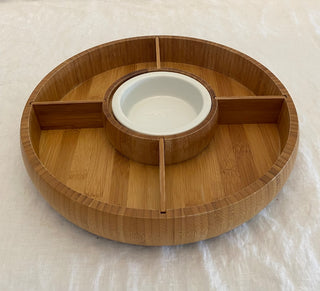 Vintage bamboo serving set (set of 2)