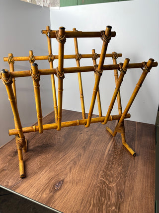 Vntg Metal Faux Bamboo Magazine Rack