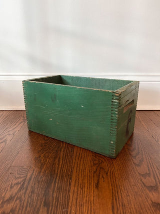 Green-Painted Wooden Box w/ Hand Holds