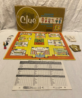 1963 Clue AS IS copies of detective pages & box damage