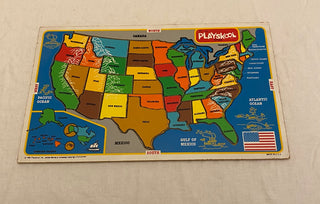 1981 Playskool US states puzzle AS IS with minor wear 11.5x19”