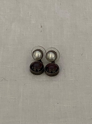 1990s faux pearl & red stone fair trade earrings 1”
