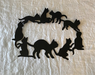 Vintage 1986 Chadwick Miller metal black cat wreath 11.5x9