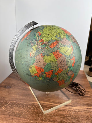 Vintage World Vision Replogle Light Up Globe on Lucite Base