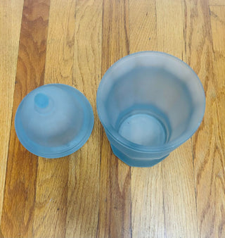 Vintage Glass Satin Frosted Blue Lidded Ginger Jar 11"