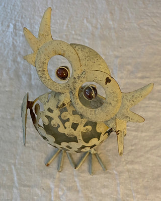 Vintage metal owl yard art light AS IS 7x5x10”