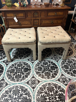 Vtg MCM (newly upholstered)Pillow Top Ottoman a Pair (2)