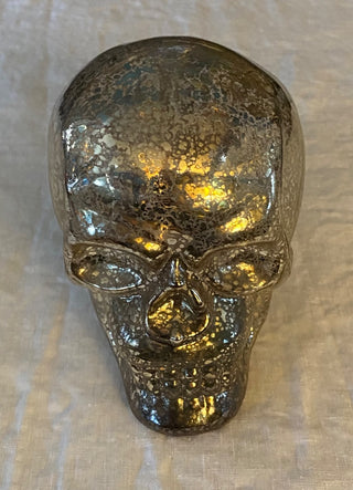 Vintage mercury glass skull 4x5”
