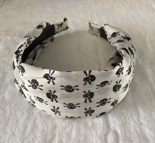Satin skull and crossbones headband