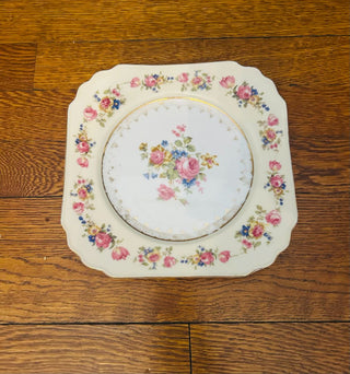 Vintage Square Floral Hostess Luncheon Plate