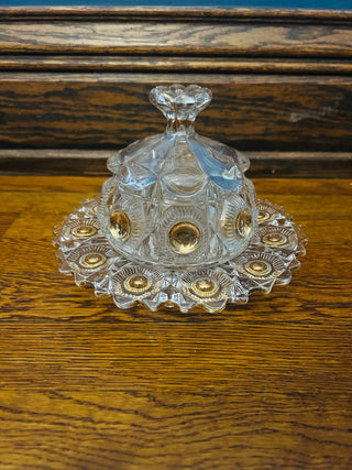 Early American Pressed Glass Domed Dish Newport Pattern