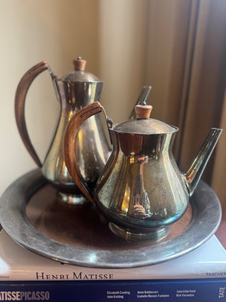 Vintage, Mcm Silver plated Coffee &tea set with tray by Gorham