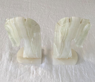 Vintage onyx horse head bookends (set of 2) AS IS crack repairs on bases