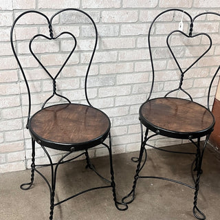 Pair Vintage Ice Cream Parlor Chairs - new seats