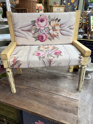 Child’s Wooden Bench Covered in Glen Court Vintage Fabric