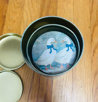 Nesting Tin Cannister Blue Ribbon Geese (set of 3) 6"
