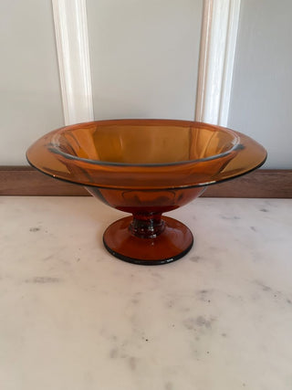 MCM Amber Glass Compote