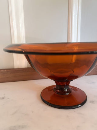 MCM Amber Glass Compote