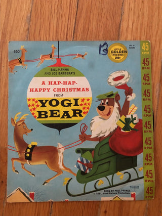 Vintage Yogi Bear A Hap-Hap-Happy Christmas Little Golden Record 45