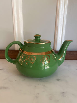 Hall Green Teapot w/ Gold Floral Accents