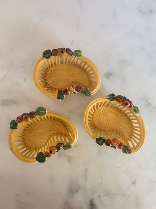 Set of 3 Italian Capodimonte-Style Porcelain Baskets