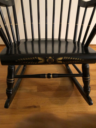Vintage S. Bent & Bros Black and Gold Harvest Wood Hitchcock Style Rocking Chair Price is Firm