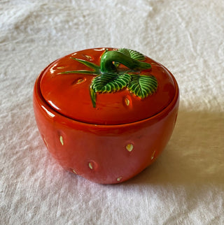 Vintage Occupied Japan ceramic strawberry jam pot