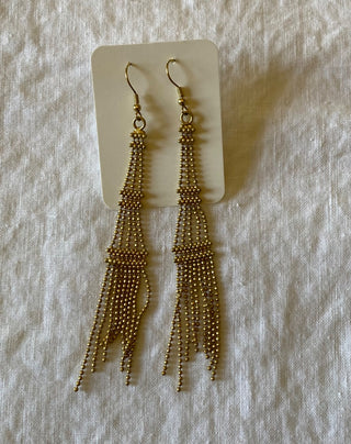 Boho golden bead dangle earrings