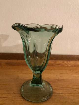 Vintage Ice Cream Sundae Green Glasses (Set of 4)