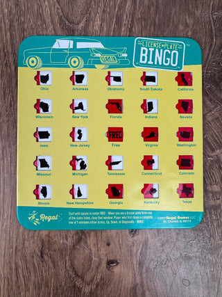 License Plate Travel Bingo Card - Green
