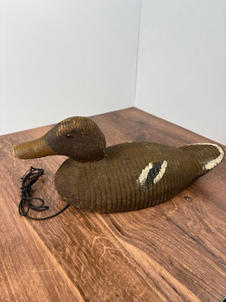 Vintage Rigid Carved Mallard (Female) Wooden Duck Decoy