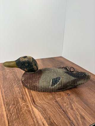 Vintage Rigid Carved Wooden Mallard Drake Decoy