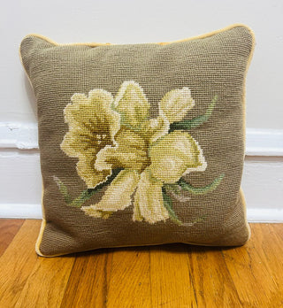 Vintage Needlepoint Floral Pillow