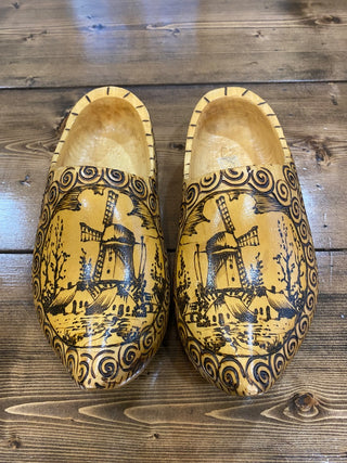 Etched Wooden Clog Pair