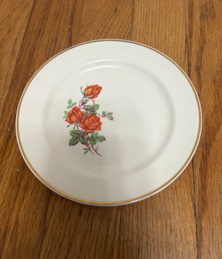Vintage Plate- American Beauty Rose- Universal Camwood Ivory