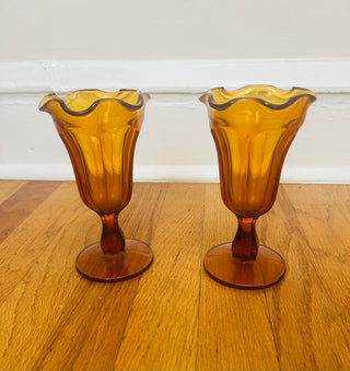 Vintage Amber Glass Parfait Glass (set of 2)