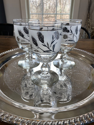 3pc Libbey Frosted Wheat Goblets