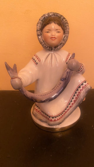Lomonosov porcelain Eskimo girl statue