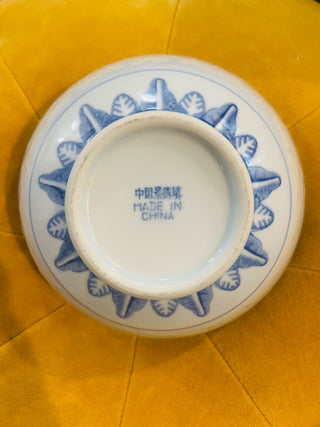 Vintage Chinese Porcelain Rice Bowl- Blue and White