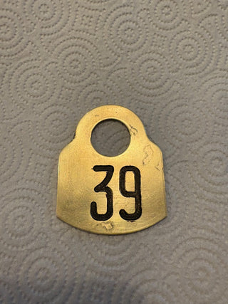 Vintage Brass Cow Tag No 39