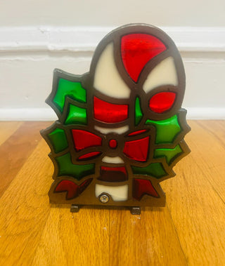 Stained Glass Holiday Candy Cane Candle Holder